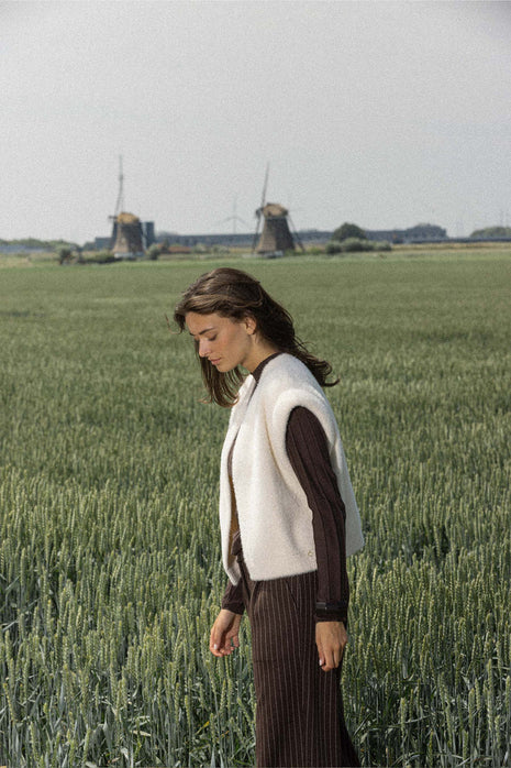Gilet in fluffy garen – off white Kleding Blazers & vestjes