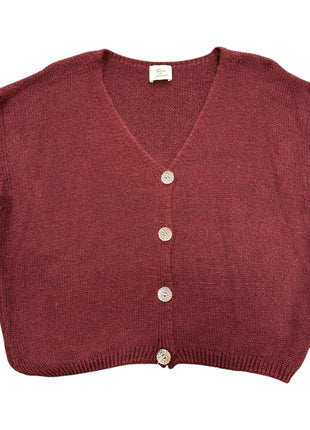 Gilet met knopen - Fleur - Bordeaux - Bordeaux / One Size - Kleding - Truien en cardigans