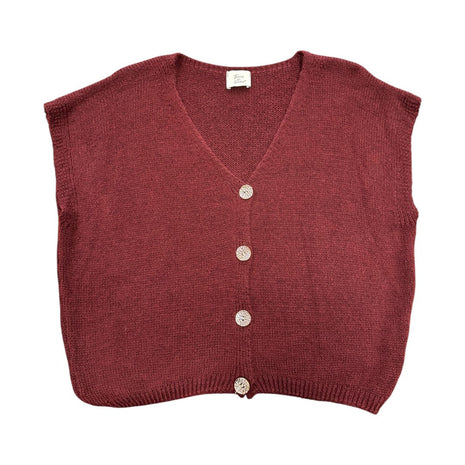 Gilet met knopen - Fleur - Bordeaux - Bordeaux / One Size - Kleding - Truien en cardigans