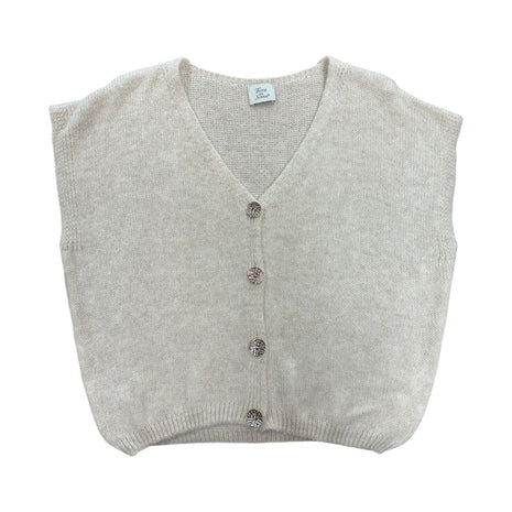 Gilet met knopen - Fleur - Off-white - Off-white / One Size - Kleding - Truien en cardigans