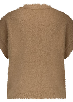 Gillet - Sleeveless Fuzzy – Almond - SRB4672 - Kleding - Truien en cardigans
