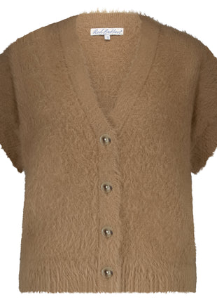 Gillet - Sleeveless Fuzzy – Almond - SRB4672 - Kleding - Truien en cardigans
