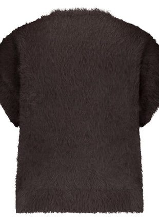 Gillet - Sleeveless Fuzzy – Espresso - SRB4672 - Kleding - Truien en cardigans