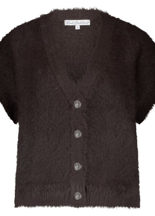 Gillet - Sleeveless Fuzzy – Espresso - SRB4672 - Kleding - Truien en cardigans