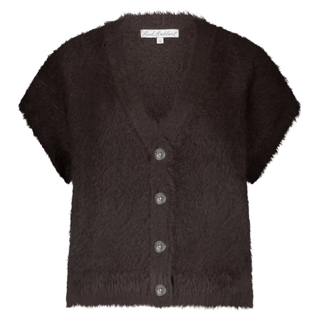 Gillet - Sleeveless Fuzzy – Espresso - SRB4672 - Kleding - Truien en cardigans