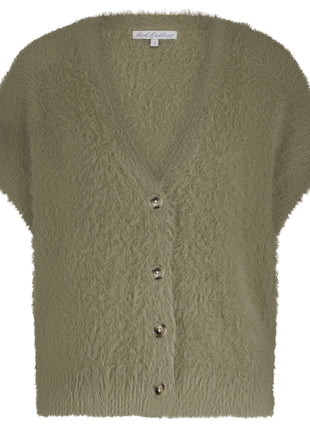 Gillet - Sleeveless Fuzzy – Olive - SRB4672 - Kleding - Truien en cardigans