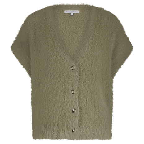 Gillet - Sleeveless Fuzzy – Olive - SRB4672 - Kleding - Truien en cardigans