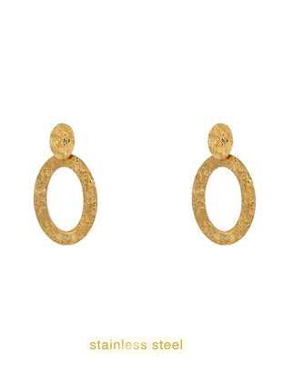 Oorbellen - Wavy Flat Round Dangle - 14K