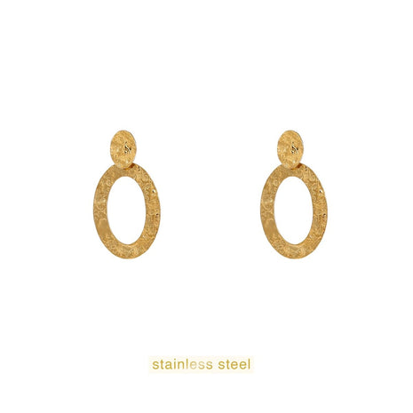 Oorbellen - Wavy Flat Round Dangle - 14K