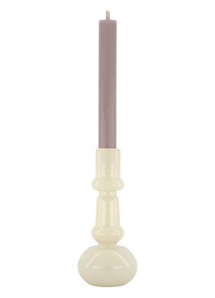 Glazen kandelaar - 18cm - zand - Lifestyle - In huis - Decoratie