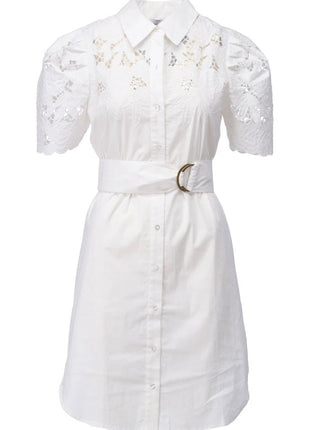 Jurk met borduursel & design - Ecru - C733L by You’re my lobster (by K.Design)