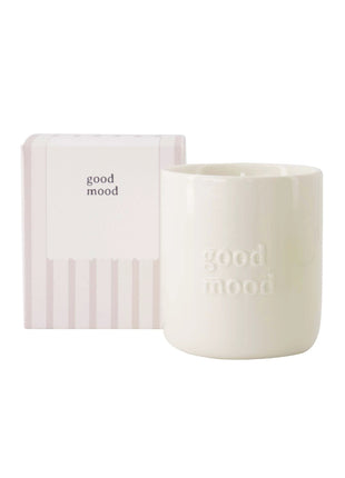 Geurkaars keramiek in doosje good mood - wit/zand by Zusss