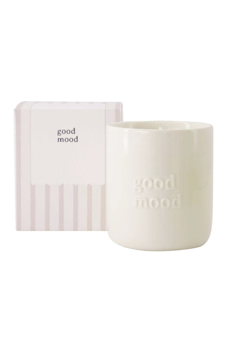 Geurkaars keramiek in doosje good mood - wit/zand by Zusss