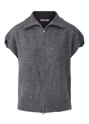Mouwloos vestje met rits – antracietgrijs