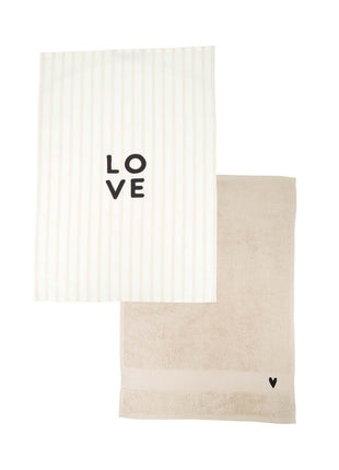 Keukenset streep love hartje - zand - Lou Lou