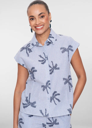 Bloesje - strepen & palmtree - 63383-70 by Geisha