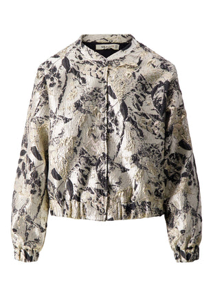 Jacquard glans jasje – beige / goud - beige / goud / 34/XS - Kleding - Blazers & vestjes