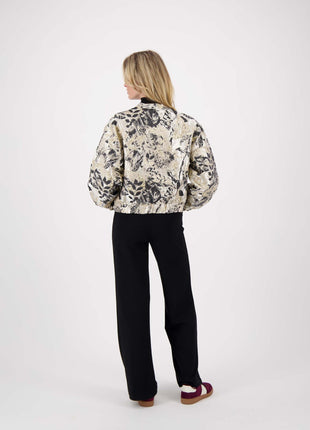 Jacquard glans jasje – beige / goud - Kleding - Blazers & vestjes