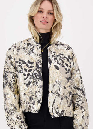 Jacquard glans jasje – beige / goud - Kleding - Blazers & vestjes