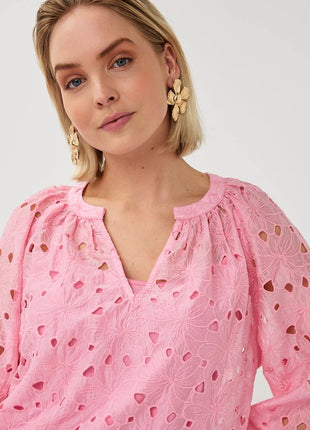 Blouse raglan embroidery anglaise - SP26.28026 - Romance Rose by Esqualo