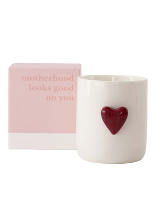 Geurkaars keramiek hart in doosje motherhood - wit/rood/roze by Zusss