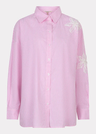 Blouse striped flower patch - SP26.14028 - White / Pink by Esqualo
