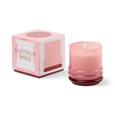 Stacked 7oz/198g Glass Candle Pink and Red - Saffron Rose