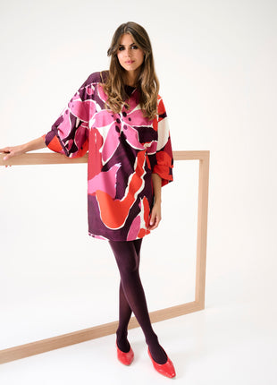 Jurk met ronde hals & bloemen design B100 P006 Kleding Kleedjes en jurken