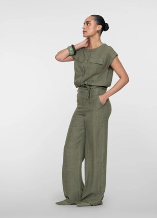 Broek met koord - 61100-60 - dark green by Geisha