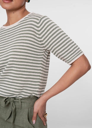 Pull - strepen - 64080-70 - off-white/olive green by Geisha