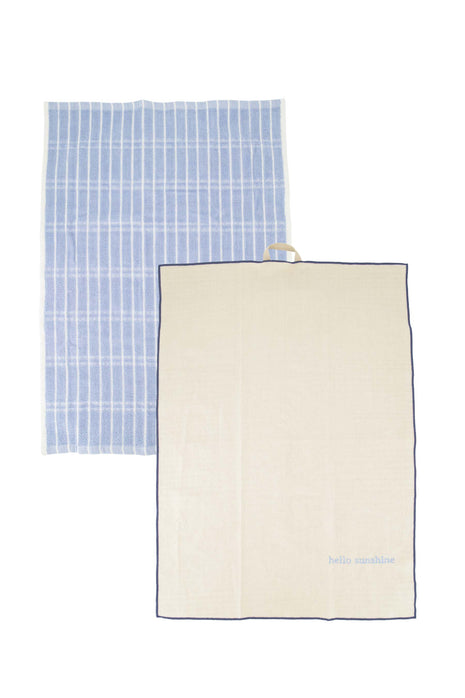 Keukenset ruit hello sunshine - grijsblauw/zand - Lou Lou