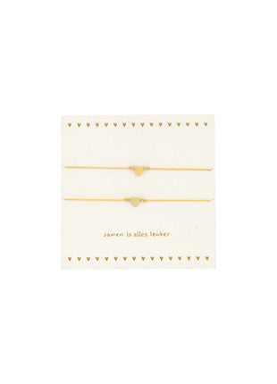 Kaart - vriendschapsarmbandjes - hartje - offwhite/goud - Juwelen & mooimakers - Armbanden