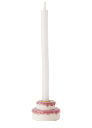 Kandelaar keramiek taart wit/roze Cadeau’s & Lifestyle Woonkamer Kandelaren & Waxinelichthouders