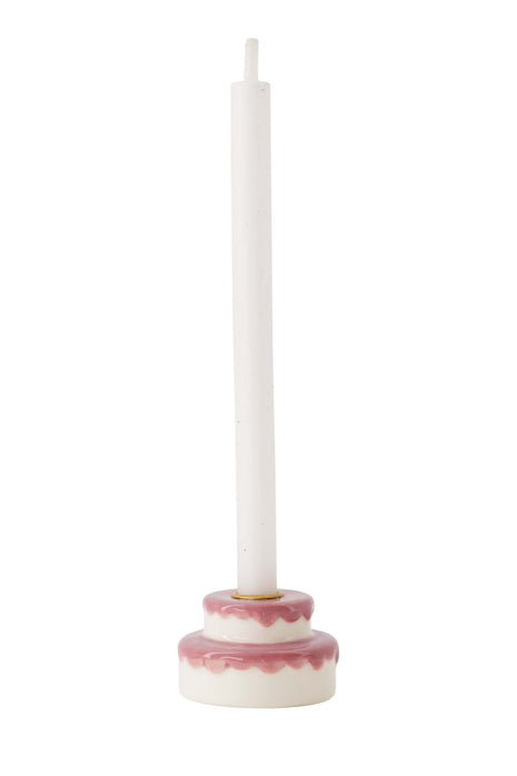Kandelaar keramiek taart wit/roze Cadeau’s & Lifestyle Woonkamer Kandelaren & Waxinelichthouders