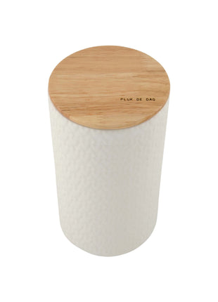 Keramieken bewaarpot met houten deksel - hartjes - 20cm - Lifestyle - Bad & Bed - Benodigdheden