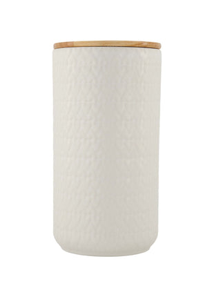 Keramieken bewaarpot met houten deksel - hartjes - 20cm - Lifestyle - Bad & Bed - Benodigdheden