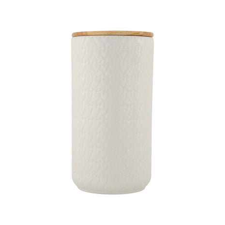 Keramieken bewaarpot met houten deksel - hartjes - 20cm - Lifestyle - Bad & Bed - Benodigdheden
