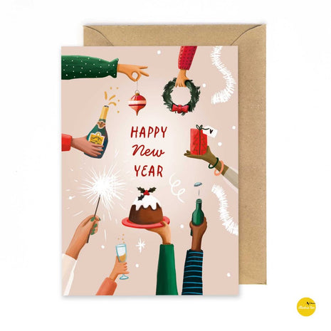 Kerstkaart - Happy New Year - armen - Cadeau’s & Lifestyle - Van papier - Wenskaarten - Feestdagen