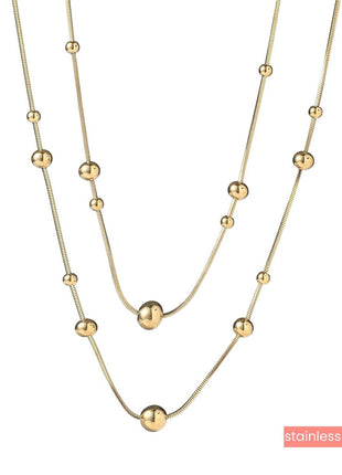 Double Balls Necklace - 14K (42 + 6 cm) - Juwelen & mooimakers - Kettingen