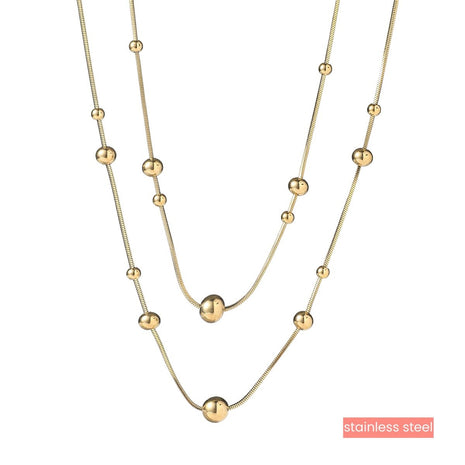 Double Balls Necklace - 14K (42 + 6 cm) - Juwelen & mooimakers - Kettingen