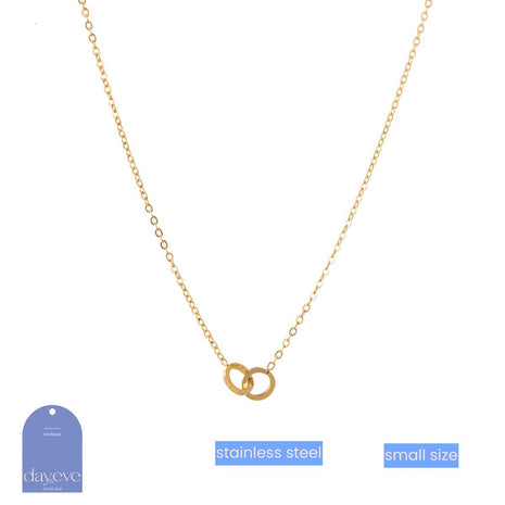 Ketting - Double Circle (small) - 14K - gold - Modeaccessoires - Juwelen - Kettingen