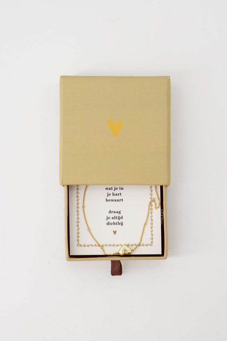 Ketting hartje in schuifdoosje in je hart - zand - Modeaccessoires - Juwelen - Kettingen