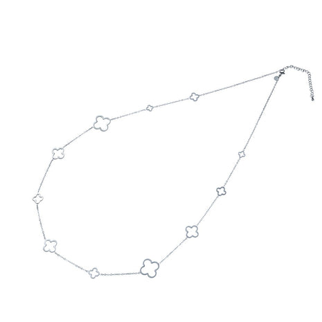 Ketting - Long Clover Necklace - 75 + 6 cm - RH - silver - Modeaccessoires - Juwelen - Kettingen