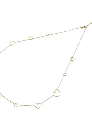 Ketting - Long Hearts Necklace - 75 + 6cm - 14K - Modeaccessoires - Juwelen - Kettingen