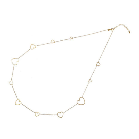 Ketting - Long Hearts Necklace - 75 + 6cm - 14K - Modeaccessoires - Juwelen - Kettingen