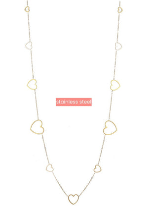 Ketting - Long Hearts Necklace - 75 + 6cm - 14K - Modeaccessoires - Juwelen - Kettingen