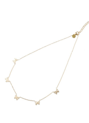 Ketting - Tiny Butterfly Necklace - 14K (34 + 6 cm) - gold - Modeaccessoires - Juwelen - Kettingen