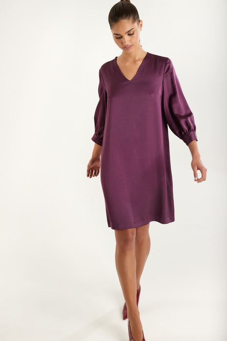 Kleed velour s1193kd-c - merlot - Kleding - Kleedjes en jurken