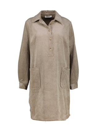 Kleedje - ribfluweel - Hannut B507 - (taupe) - Kleding - Kleedjes en jurken