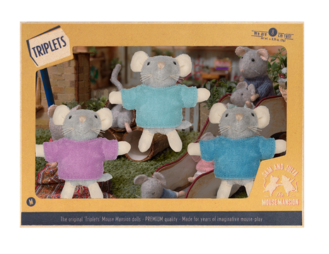 Knuffel Muizen De Drieling (8cm) - Het Muizenhuis - Baby & Peuter - Muizenhuis - Muizen